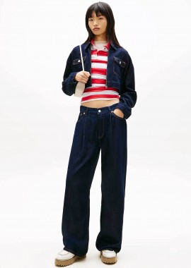 TOMMY JEANS - Tommy Jeans γυναικεία τζιν παντελόνι πεντάτσεπο Loose Straight Leg - DW0DW22404 Denim Blue Σκούρο