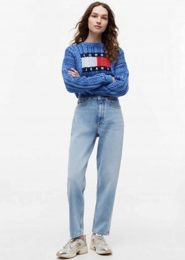 TOMMY JEANS - Tommy Jeans γυναικείο τζιν παντελόνι πεντάτσεπο Tapered Mom Fit - DW0DW22993 Denim Blue Ανοιχτό