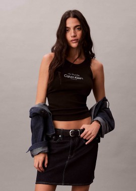 CALVIN KLEIN JEANS - Calvin Klein Jeans γυναικείο τοπ αμάνικο ribbed - LV047F816G Μαύρο