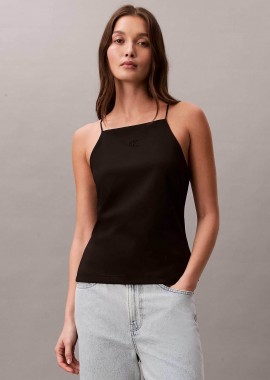 CALVIN KLEIN JEANS - Calvin Klein Jeans γυναικείο τοπ αμάνικο με λεπτή τιράντα και λογότυπο - LV044F206G Μαύρο