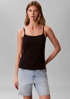 CALVIN KLEIN JEANS - Calvin Klein Jeans γυναικείο τοπ αμάνικο με λεπτή τιράντα και λογότυπο Slim Fit - LV047F259G Μαύρο