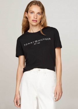 TOMMY HILFIGER - Tommy Hilfiger γυναικείο T-shirt με logo print Regular Fit - WW0WW40276 Μαύρο
