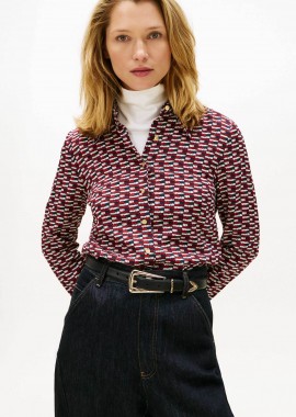Tommy Hilfiger γυναικείο πουκάμισο με all-over print Regular Fit - WW0WW47930 Μπορντό