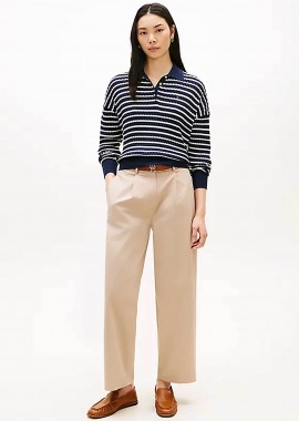 TOMMY HILFIGER - Tommy Hilfiger γυναικείο ψηλόμεσο παντελόνι Barrel Fit - WW0WW48993 Μπεζ