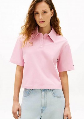 TOMMY HILFIGER - Tommy Hilfiger γυναικεία μπλούζα πόλο με κεντημένο logo Regular Fit - WW0WW49784 Ροζ