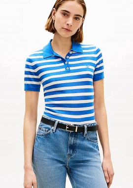 Tommy Hilfiger γυναικεία μπλούζα πόλο με κεντημένο logo Regular Fit - WW0WW48503 Μπλε