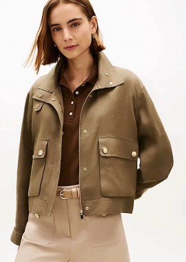 TOMMY HILFIGER - Tommy Hilfiger γυναικείο jacket Relaxed Fit - WW0WW48616 Λαδί