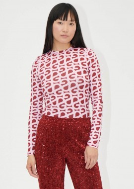 Stine Goya γυναικεία μπλούζα με all-over logo print - SG-PS25-T007-2244 Κόκκινο