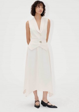 STINE GOYA - Stine Goya γυναικείο φόρεμα midi με γιλέκο - SG-SS25-D115-2347 Λευκό