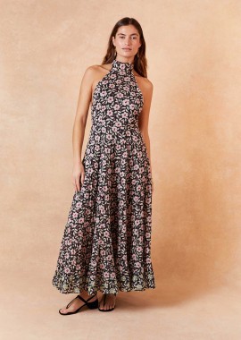 RIXO - Rixo γυναικείο maxi φόρεμα βαμβακερό με floral print