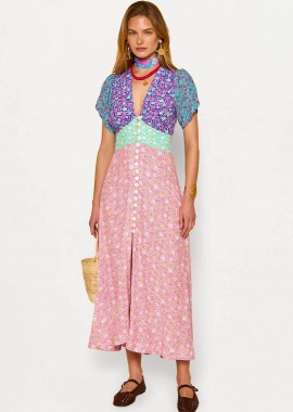 Rixo γυναικείο midi φόρεμα με floral print 