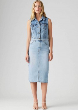 LEVI'S - Levi's® γυναικεία midi φούστα denim ψηλόμεση πεντάτσεπη Slim Fit - 001VH0001 Denim Blue Ανοιχτό