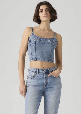 Levi's® γυναικείο denim τοπ αμάνικο cropped Slim Fit 