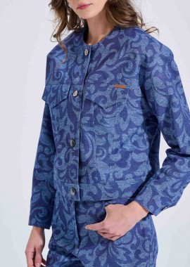 BILL COST - Bill Cost γυναικείο denim μπουφάν με all-over print - 10-200180-0 Denim Blue Σκούρο