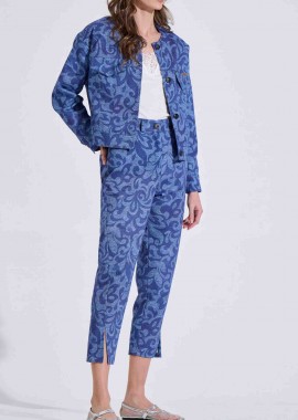 Bill Cost γυναικείο τζιν παντελόνι cropped με all-over print - 10-200181-0 Denim Blue Σκούρο