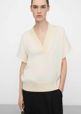 ADOLFO DOMINGUEZ - Adolfo Domínguez γυναικείο Τ-Shirt σατέν V λαιμόκοψη - 272102514 Μπεζ