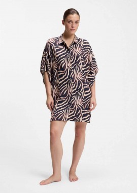 Hugo Boss γυναικείο καφτάνι με print - 50561289 Ασπρόμαυρο
