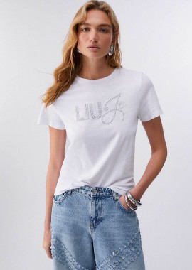 Liu Jo γυναικείο T-shirt με απλικέ στρας - WA6491JS923 Λευκό