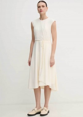 DKNY γυναικείο midi φόρεμα αμάνικο μονόχρωμο - DD4KC366 Λευκό