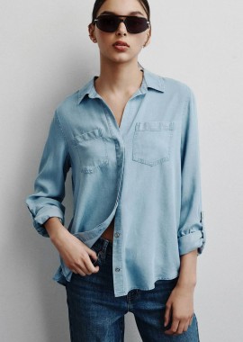 DKNY γυναικείο denim πουκάμισο με all-over logo print - DJ4W2017 Denim Blue
