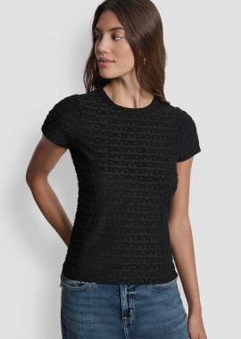 DKNY - DKNY γυναικεία μπλούζα με all-over logo print μονόχρωμη - DJ5T1571 Μαύρο