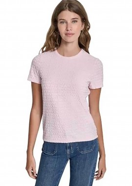 DKNY - DKNY γυναικεία μπλούζα με all-over logo print μονόχρωμη - DJ5T1571 Ροζ