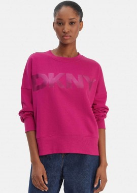 DKNY γυναικεία μπλούζα φούτερ με ανάγλυφο λογότυπο - DP6T1561 Φούξια