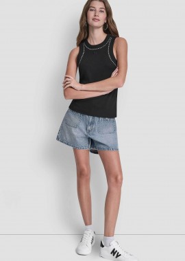 DKNY - DKNY γυναικεία αμάνικη μπλούζα με τρούκς - DJ5T1694 Μαύρο