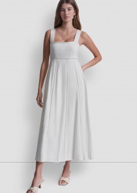 DKNY γυναικείο midi φόρεμα με δέσιμο στην πλάτη - DJ6D9174 Λευκό