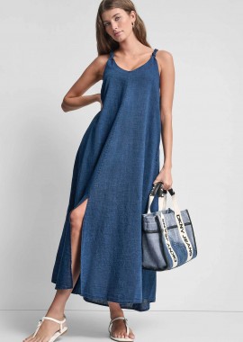 DKNY γυναικείο denim φόρεμα αμάνικο - DJ6D9188 Denim Blue
