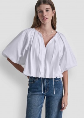 DKNY γυναικεία μπλούζα με balloon μανίκια - DJ6W2228 Λευκό