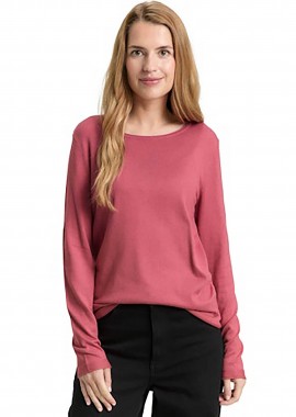 TOM TAILOR - Tom Tailor γυναικεία πλεκτή μπλούζα μονόχρωμη Regular Fit - 1049492 Ροζ Hot