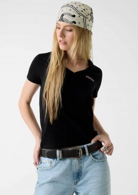 GUESS - Guess γυναικείο T-shirt με λογότυπο Slim Fit - W4YI23J1314 Μαύρο