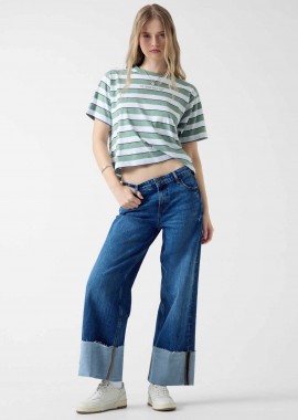 GUESS - Guess γυναικείο τζιν παντελόνι με ρεβέρ Wide Leg - W6RA2BD5M5L Denim Blue