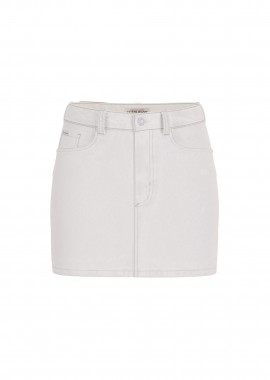 Guess γυναικεία mini φούστα denim ψηλόμεση πεντάτσεπη Regular Fit - W6RD0QD6521 Λευκό