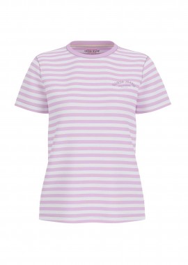 GUESS - Guess γυναικείο T-shirt με ριγέ σχέδιο και logo print Regular Fit - W6GI05KCIE1 Λιλά