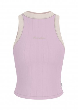 GUESS - Guess γυναικείο αμάνικο τοπ ribbed με κεντημένο λογότυπο Slim Fit - W6GPZ8KF641 Ροζ