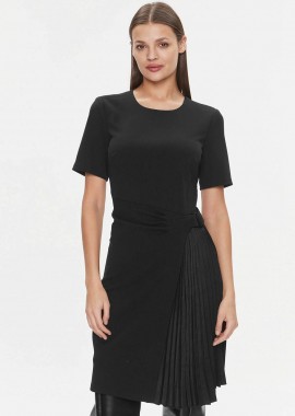 DKNY - DKNY γυναικείο mini φόρεμα μονόχρωμο με κοντό μανίκι Regular Fit - DD3K1461 Μαύρο