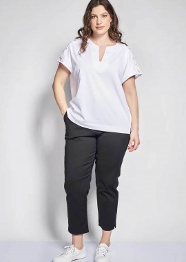 Parabita γυναικείο παντελόνι chino Straight Fit - 012610209706 Μαύρο