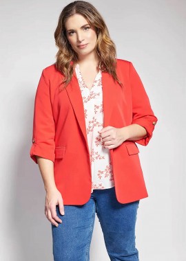 Parabita γυναικείο σακάκι tailored χωρίς κούμπωμα - 012610700043 Κόκκινο