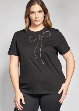 PARABITA - Parabita γυναικείο T-shirt με στρας - 012610100415 Μαύρο