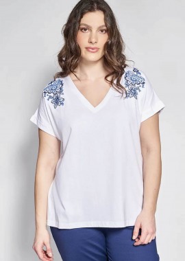 Parabita γυναικείο T-shirt με κεντήματα - 012610109798 Λευκό
