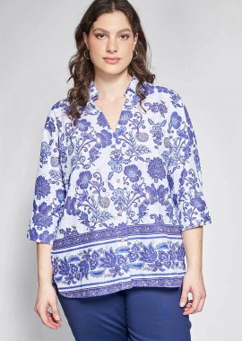 PARABITA - Parabita γυναικείο πουκάμισο με floral print - 012610509855 Λευκό