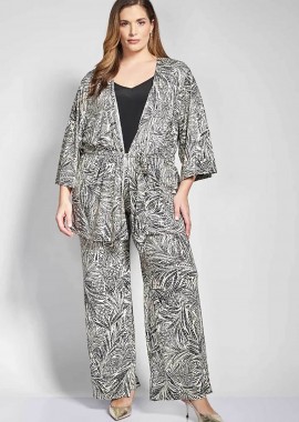 PARABITA - Parabita γυναικεία παντελόνα με floral print - 012610200413 Εκρού