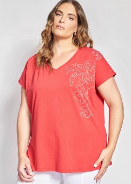 PARABITA - Parabita γυναικείο T-shirt με print - 012610100648 Κόκκινο
