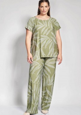 Parabita γυναικεία παντελόνα με floral print - 012610200108 Χακί