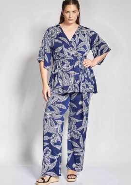 PARABITA - Parabita γυναικεία παντελόνα με floral print - 012610200449 Μπλε