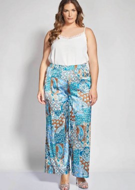 PARABITA - Parabita γυναικεία παντελόνα με paisley print - 012610200500 Πετρόλ