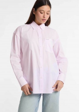 Guess γυναικείο πουκάμισο ριγέ Oversized Fit - W5RH94WGZ11 Ροζ