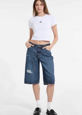 GUESS - Guess γυναικεία βερμούδα baggy - W5YD1DD5R22 Denim Blue Σκούρο